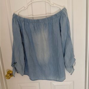 Style Envy Sky Blue Off-Shoulder Blouse